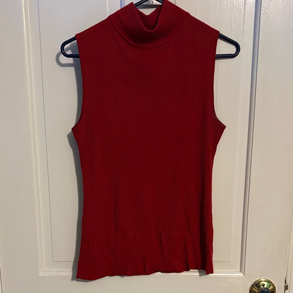 Croft&Barrow Sleeveless Red Turtleneck Top
